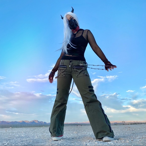 SOLD VTG TRIPP NYC Army Green Bondage Pants - Picture 10 of 10